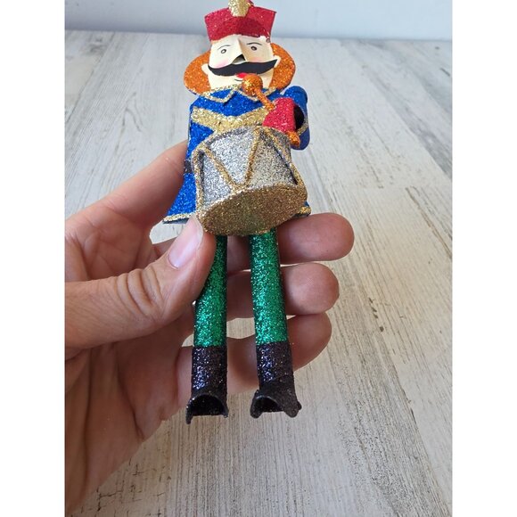 Glitter nutcracker ornament soldier AS IS Xmas tree soldier - Picture 7 of 8